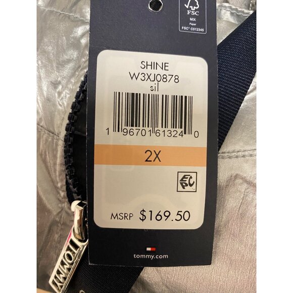 Tommy Hilfiger Women's Silver Hooded Zippered Metallic Windbreaker NWT - Picture 5 of 6